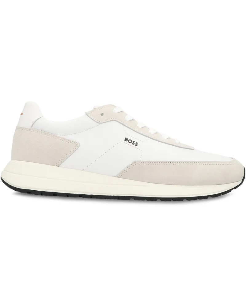 HUGO BOSS Men's Low-Top Sneakers Vinston White Cow Hide Trainers White