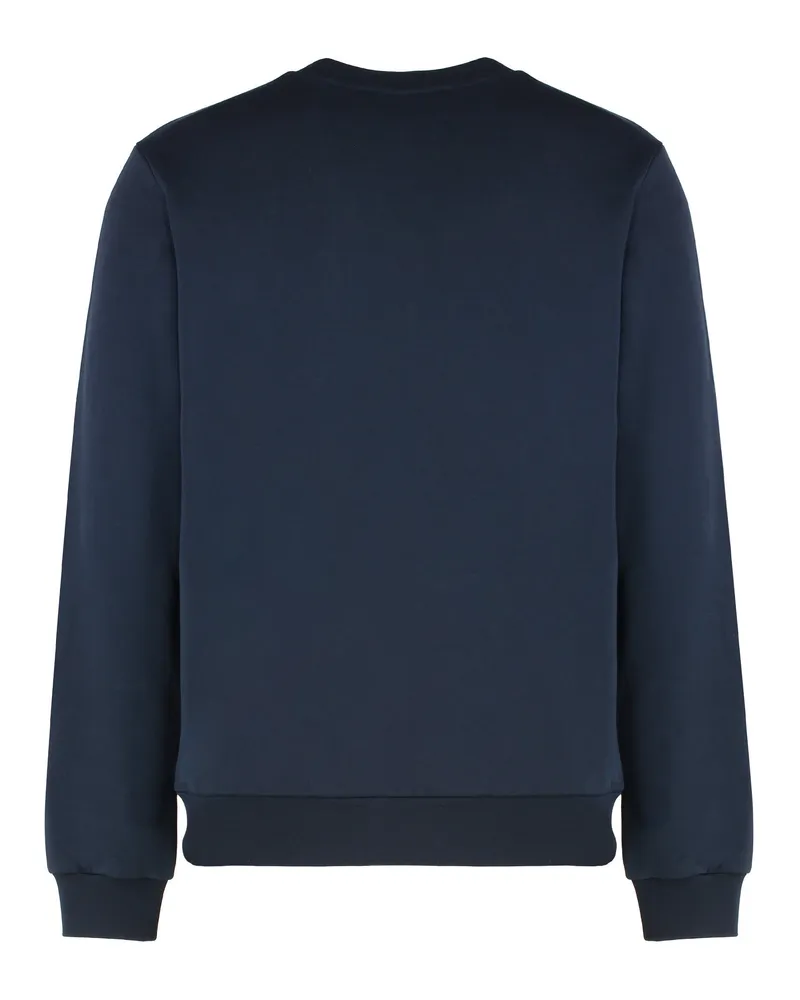 A.P.C. Men's Crew-Neck Sweatshirt Navy-Ecru Cotton Sweatshirts Navy/ecru Sweater Navy