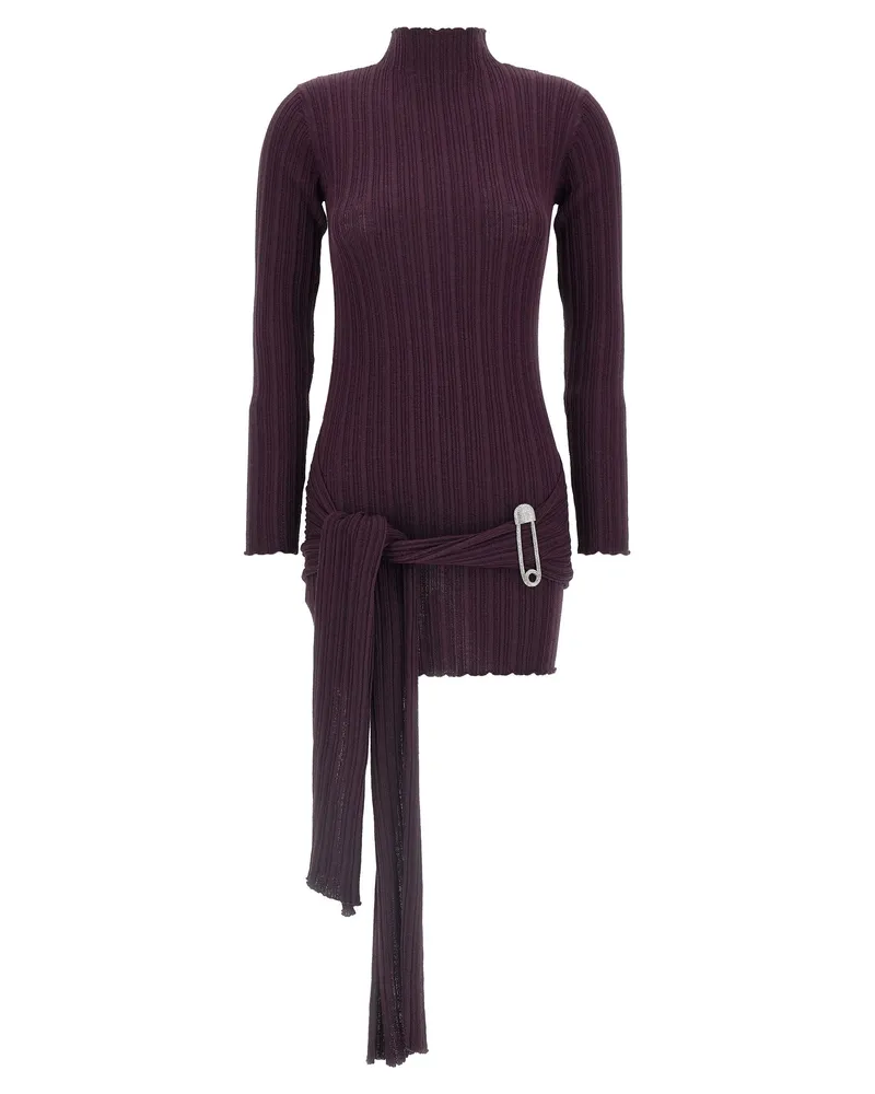 Giuseppe di Morabito Ribbed Merino Wool Dress — Purple Purple
