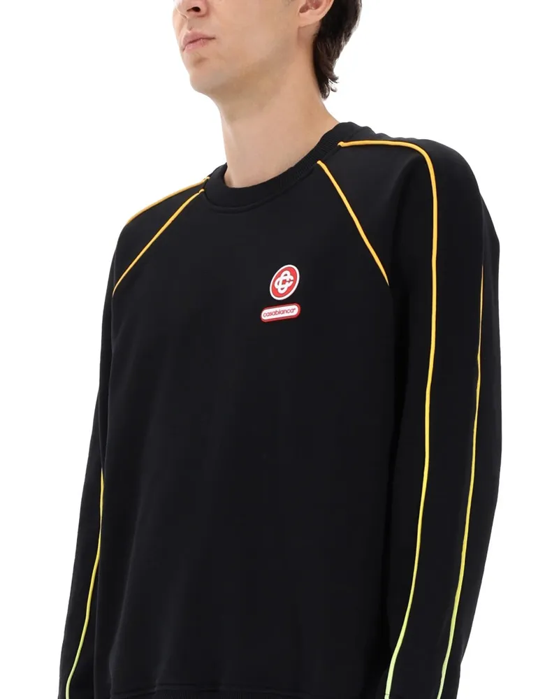 Casablanca Paris Logo-Embroidered Organic Cotton Sweatshirt — Black Black