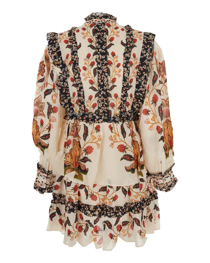 FARM Rio Women Multicolor Floral Print Ruched Dress Viscose Blend Multicolor