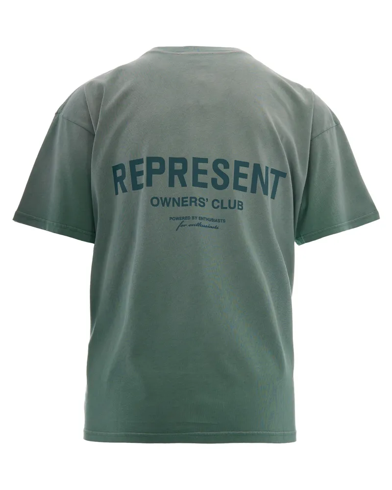 REPRESENT Men T-Shirt Owners Club Washed Aloe Cotton T-Shirts And Polos Green