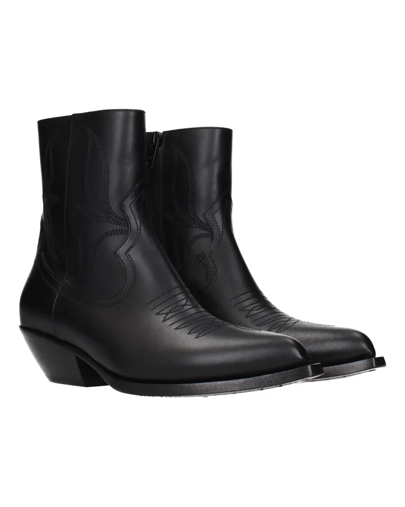 Celine Women's Black Leather Ankle Boots Black