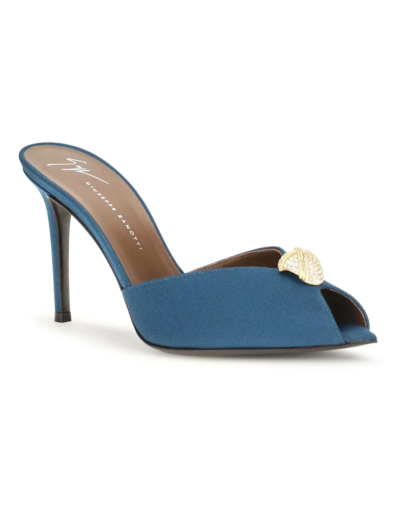 Giuseppe Zanotti Women's Intrigo Cocktail Mules Sandals 009 Calf Leather Bos Taurus Blue