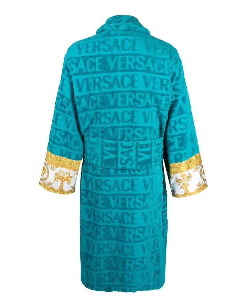Versace Unisex Bathrobe Black Cotton Towels & Bath Robes Teal