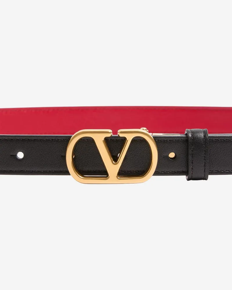 Valentino Garavani Women's Vlogo Signature Leather Belt Calf - Bos Taurus Black
