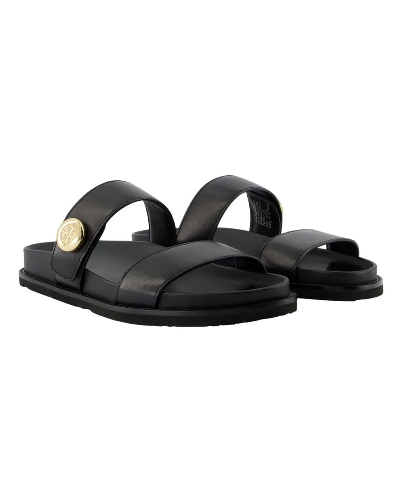 Tory Burch Women's Romy Sport Sandals -  Leather Black Calfskin Shoes Flat-Shoes Black