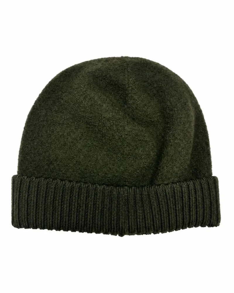 C.P. Company 21CMAC280A110513A Virgin Wool Ribbed Beanie — Green Green