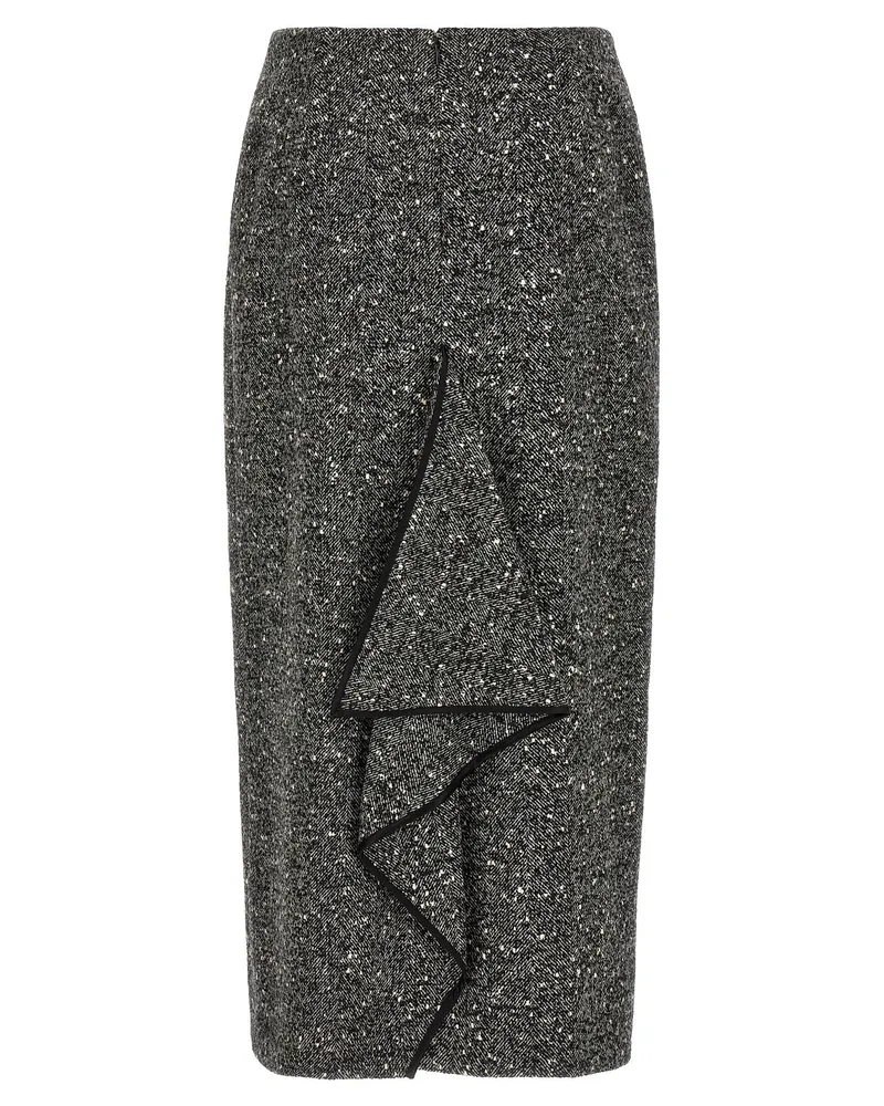 Valentino Garavani Women's Bicolor Virgin Wool Midi Skirt Gray