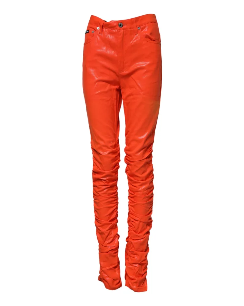 Dolce & Gabbana Women Orange Cotton High Waisted Denim Jeans Clothing Orange