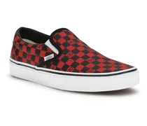 Checkerboard V-Logo Print Slip-On Sneaker — Red