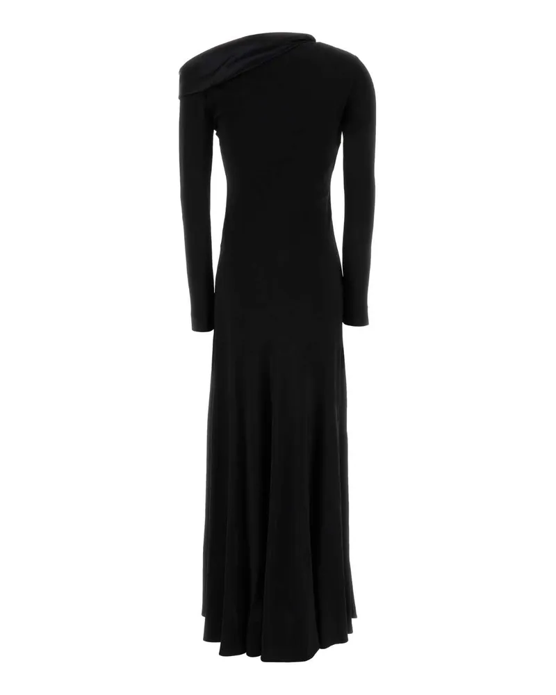 Alberta Ferretti Crepe Long Dress — Black Black