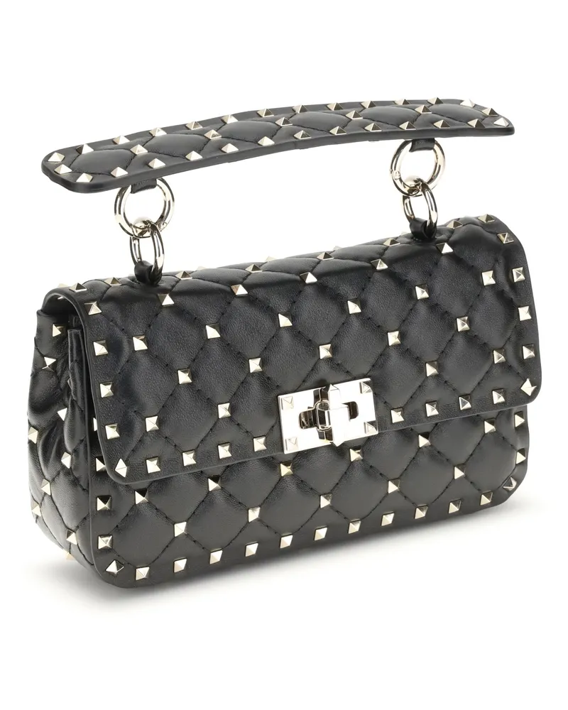 Valentino Garavani Women's Rockstud Spike Mini Top Handle Bag Nappa Nero Lamb Ovis Aries Handbags Hand Black