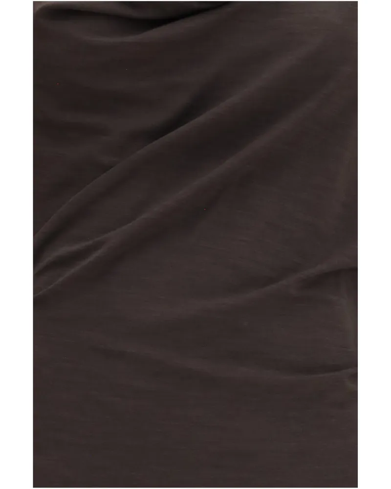 Brunello Cucinelli Draped Monili Midi Dress — Brown Brown