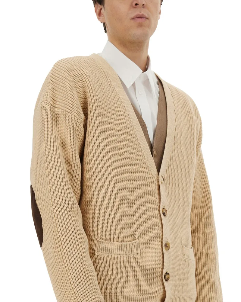 Moschino Organic Cotton Blend Cardigan — Beige Beige