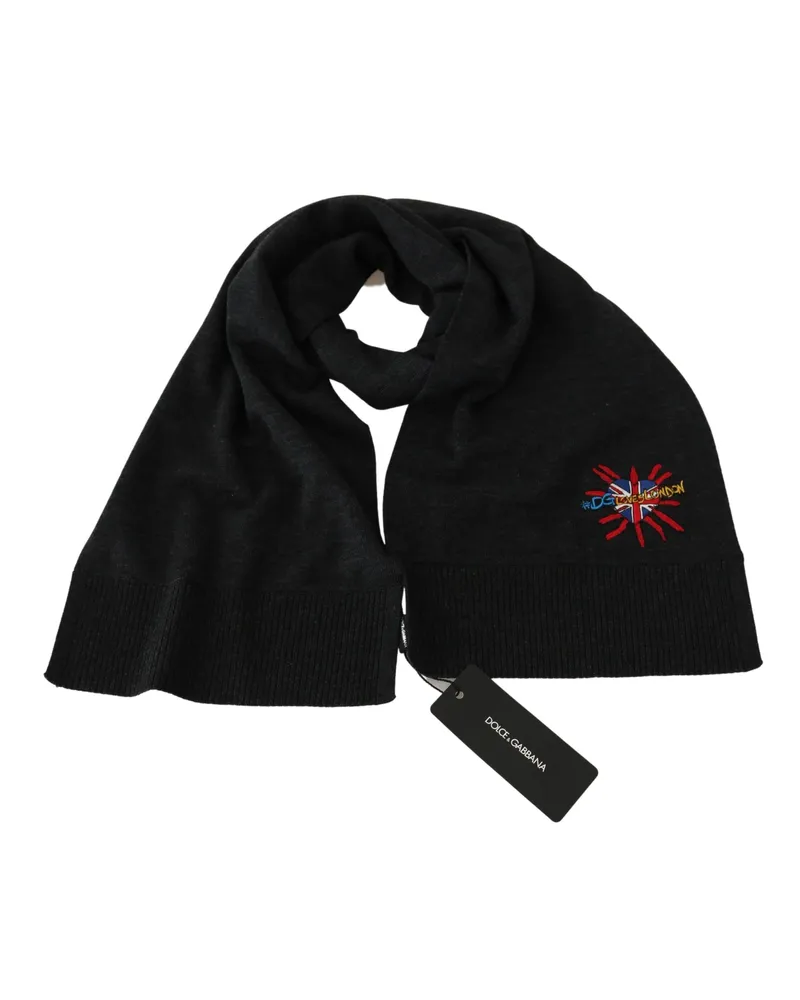 Dolce & Gabbana Men's Gray #dgloveslondon Wrap Shawl Wool Scarf Virgin Gray