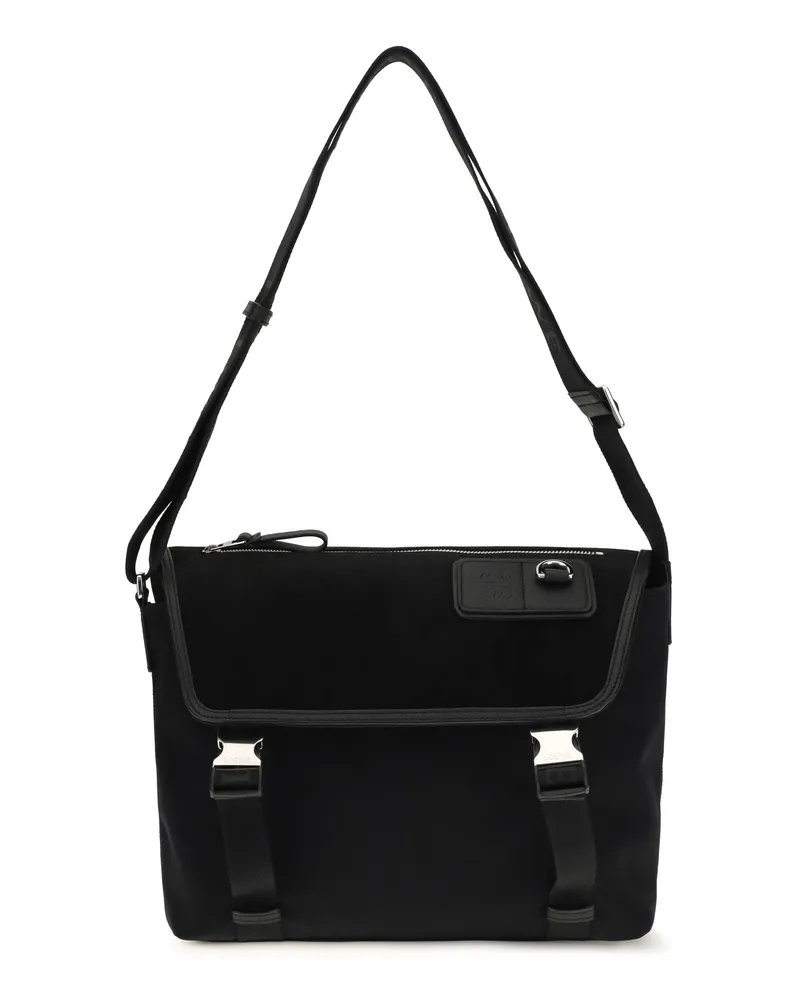 Loewe Men's Messenger Flex Bag Canvas And Suede Black Shoulder Black