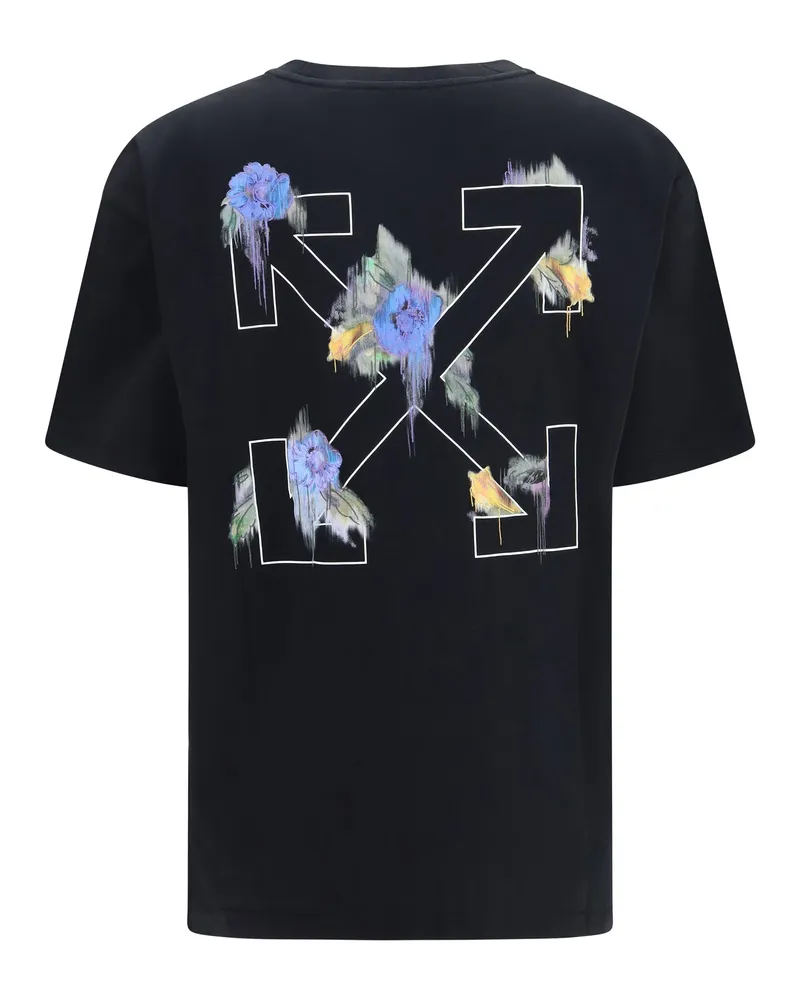 OFF-WHITE Women's Arrow Out Flower T-Shirt Black Balsam Green Cotton T-Shirts And Polos Black