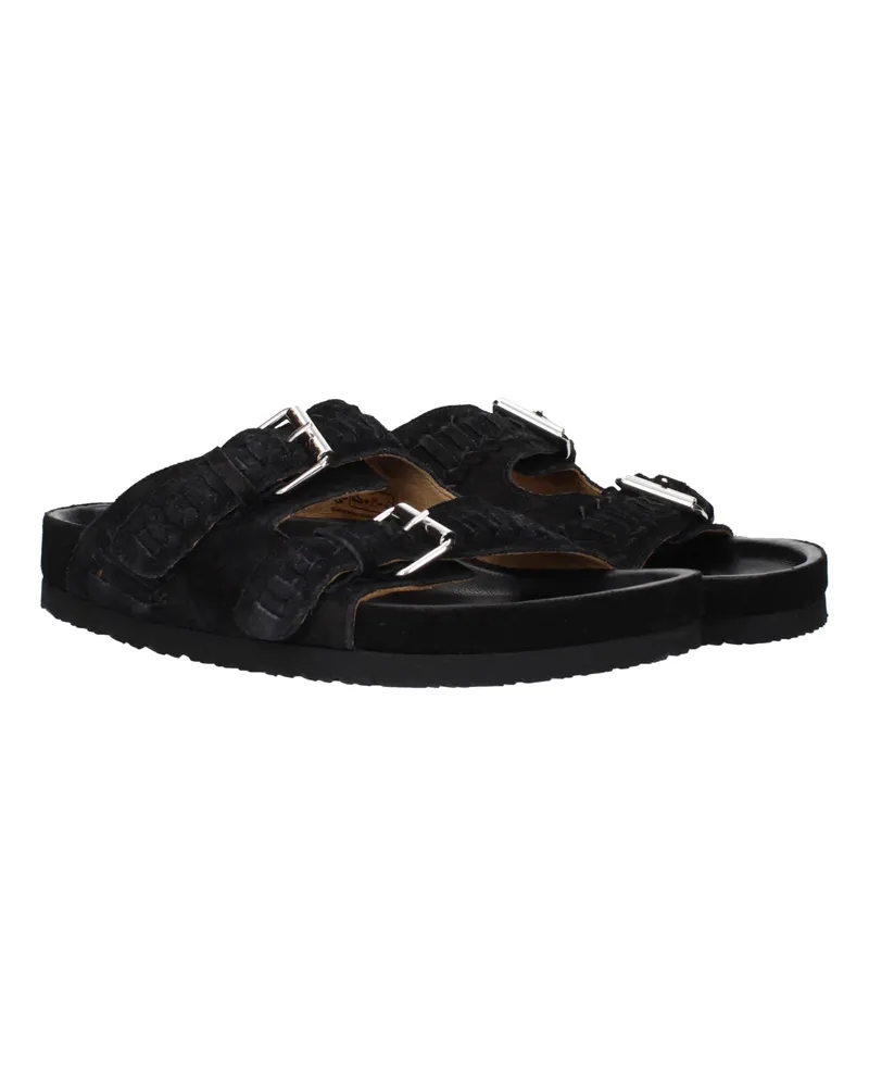 Isabel Marant Men's Black Leather Slippers Black