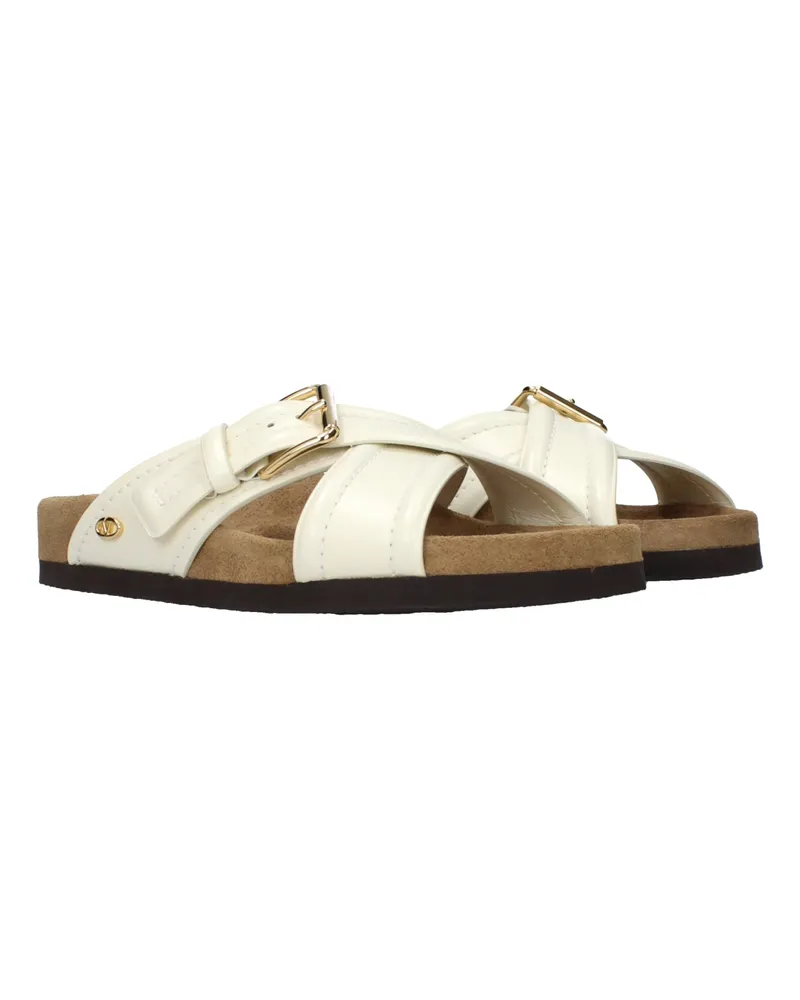 Valentino Garavani Women's Beige Leather Slippers Beige