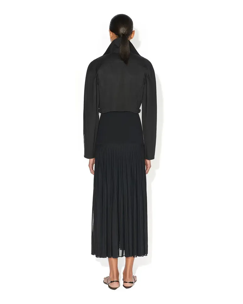 Alaïa Women's Robe Midi Plissée En Mousseline Noire Black Dress Black