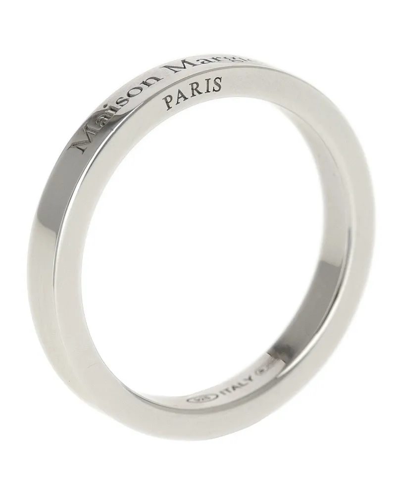 Maison Margiela Logo-Engraved Sterling Silver Ring — Silver Silver