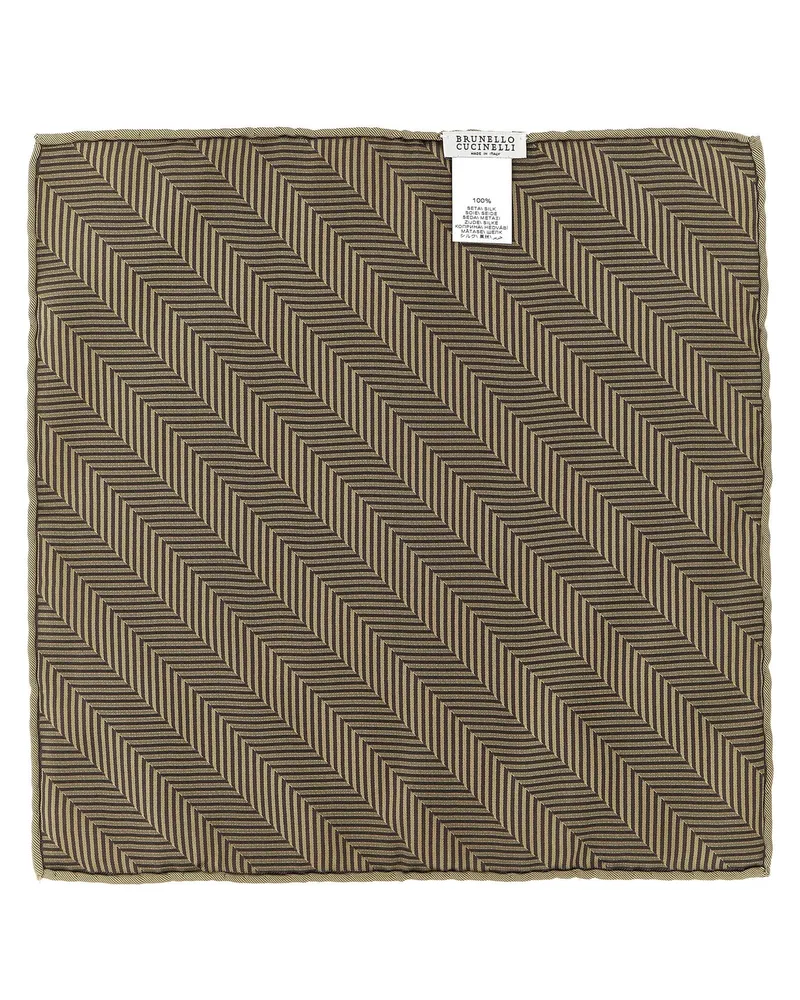 Brunello Cucinelli Silk Chevron Scarf — Beige Beige
