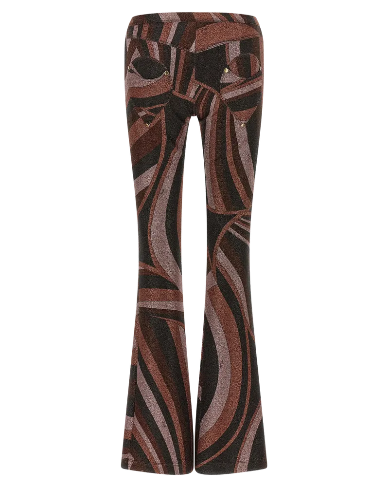 Emilio Pucci Iride-Print Lurex Jersey Trousers Bordeaux