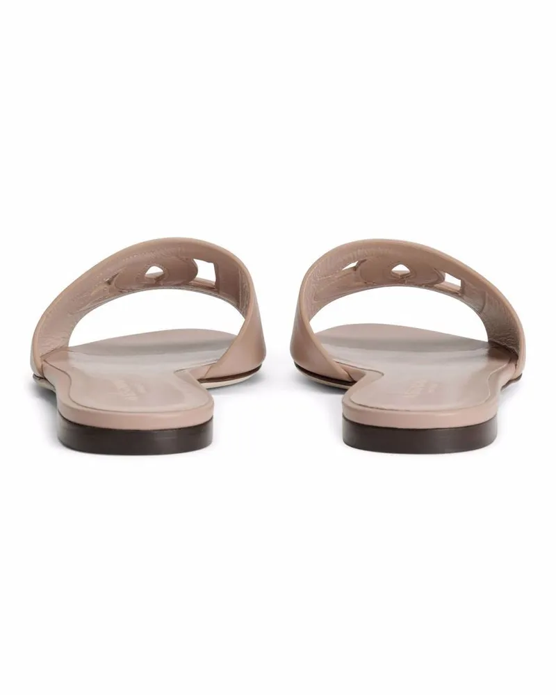 Dolce & Gabbana Logo Leather Sandals — Pink Pink