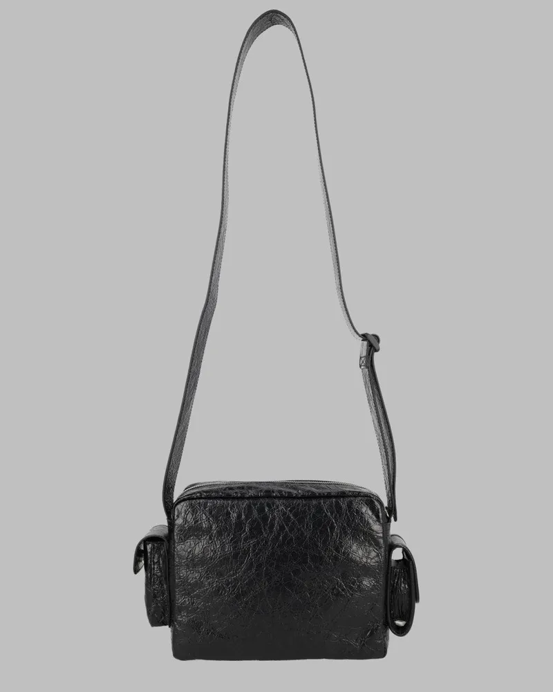 Balenciaga Camera Superbusy Leather Shoulder Bag — Black Black