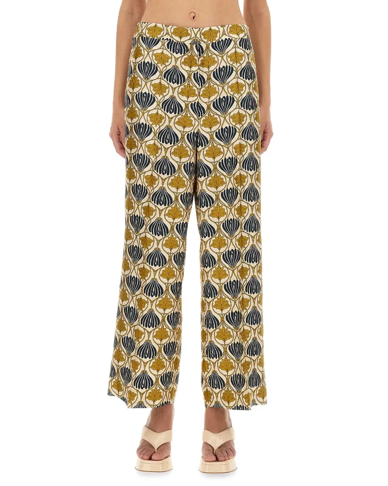 Max Mara Silk Wide-Leg Trousers — Multicolor 