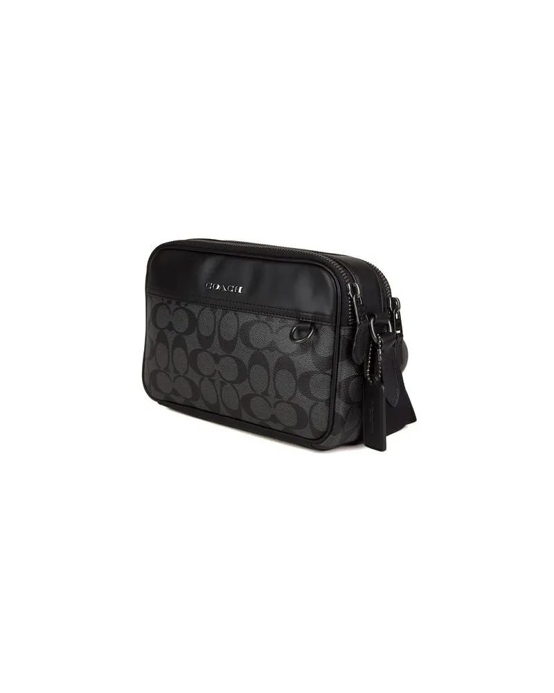 Coach Women's Crossbody Bag Grey-Black Calf Leather Crossbody-bags Black