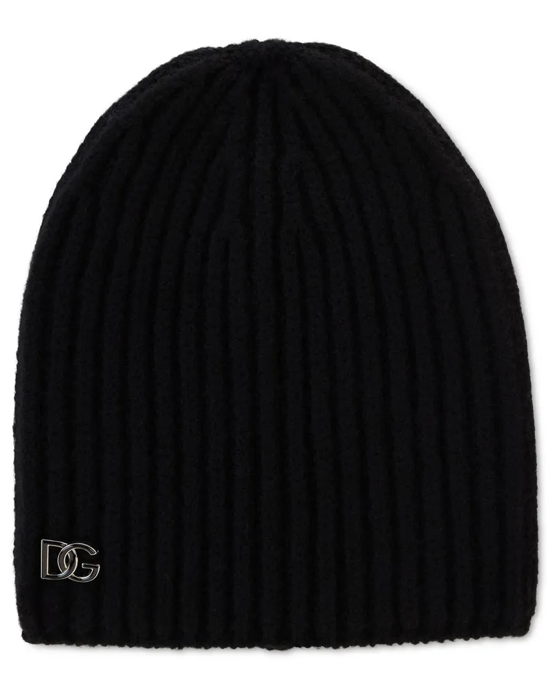 Dolce & Gabbana FXQ22T Ribbed Knit Virgin Wool Beanie — Black Black