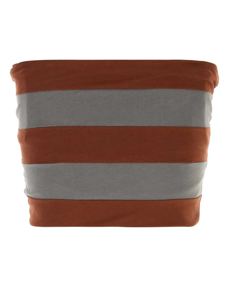 Miu Miu Women's Embroidered Cotton Crop-Top Ferrotabacco Exterior: Maglieria Sweater Brown