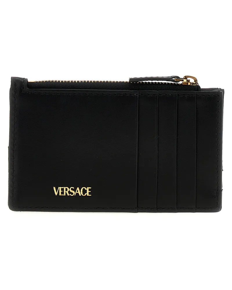 Versace Women's Black Lamb Leather Cardholder Accessory Black