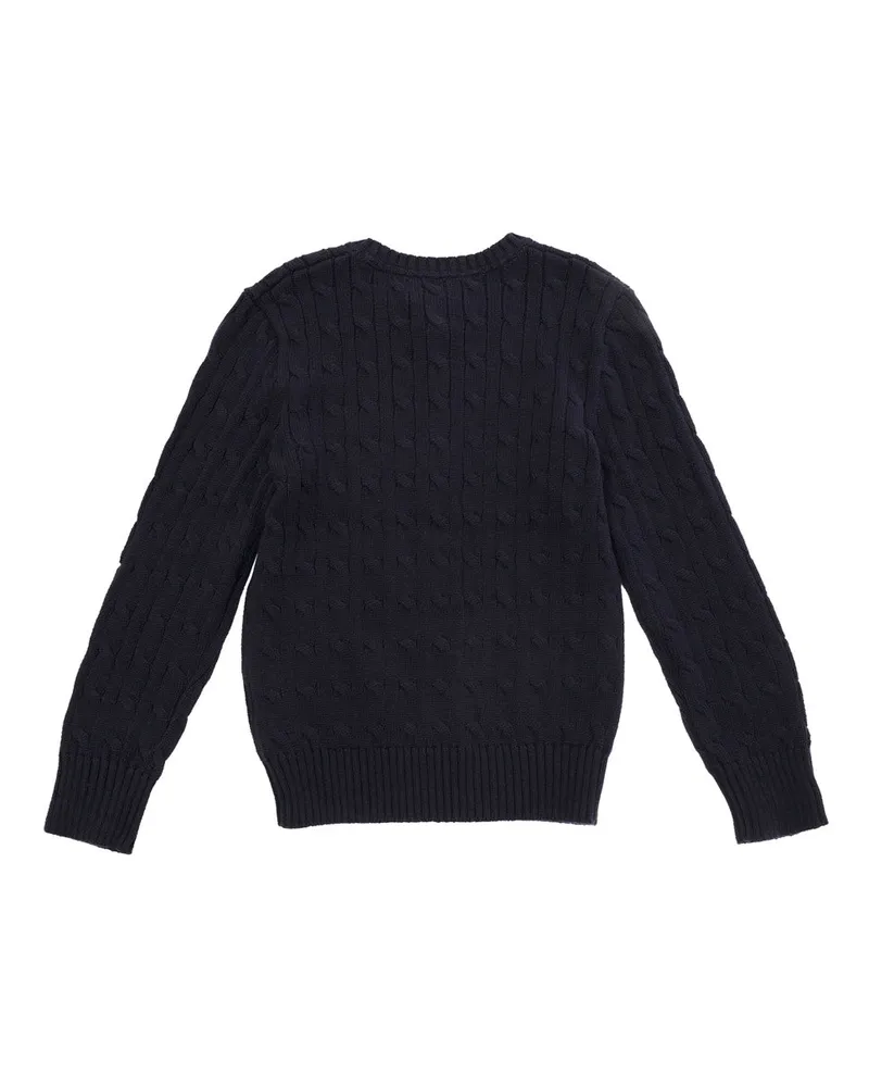 Ralph Lauren Boys' Sweater Cable-Knit Blue Cotton Tops Top Navy