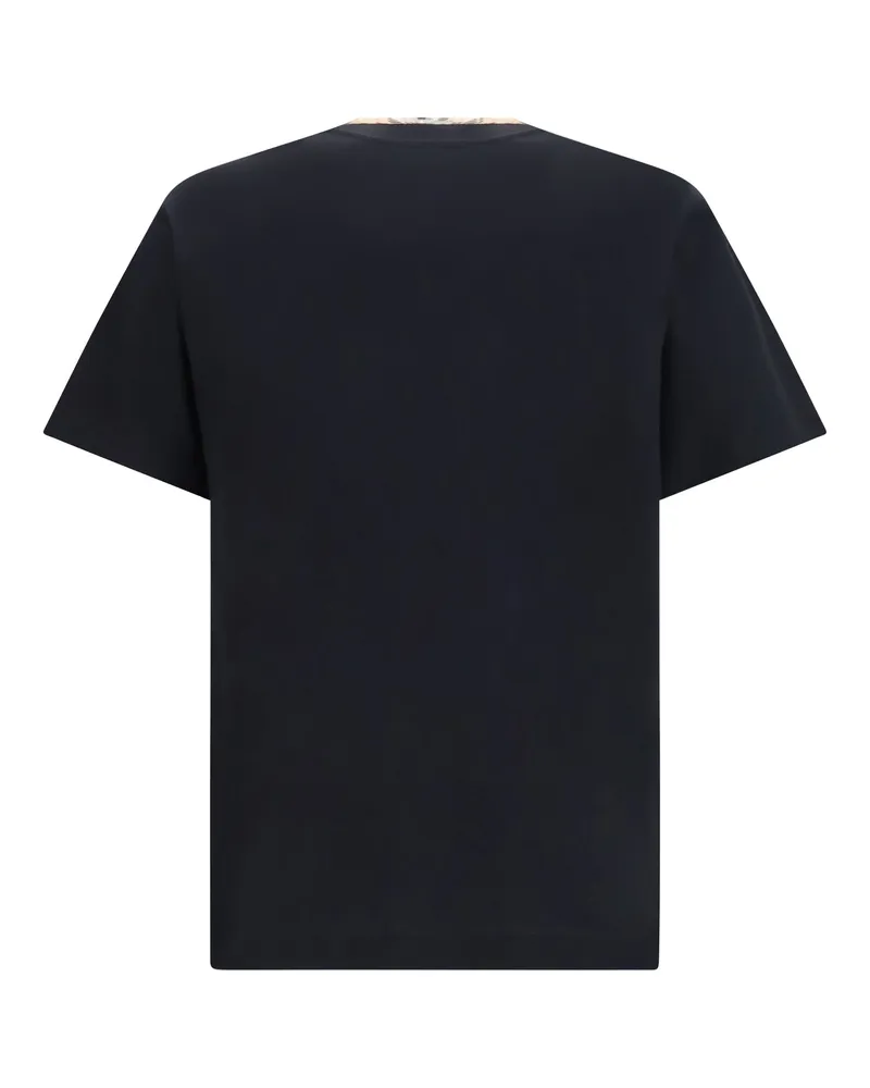 Burberry Men T-Shirt With Check Trims Black Cotton T-Shirts And Polos Black