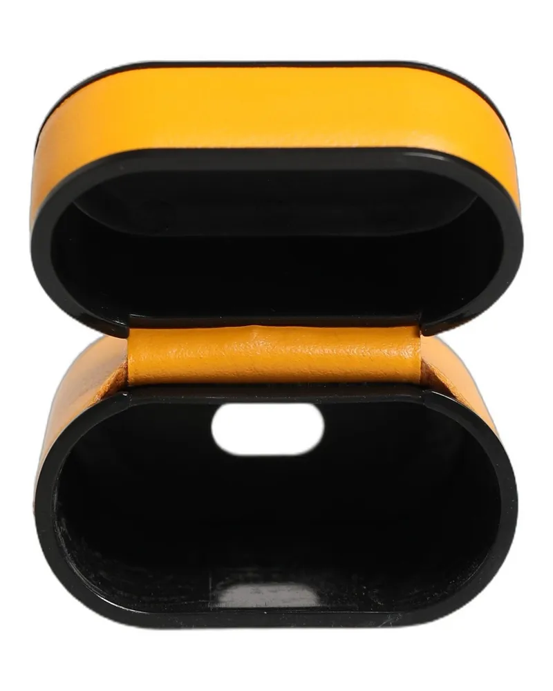 Dolce & Gabbana Women's Case Yellow Calf Leather Logo Flip Holder Strap Airpods Polyurethane Accessory Yellow