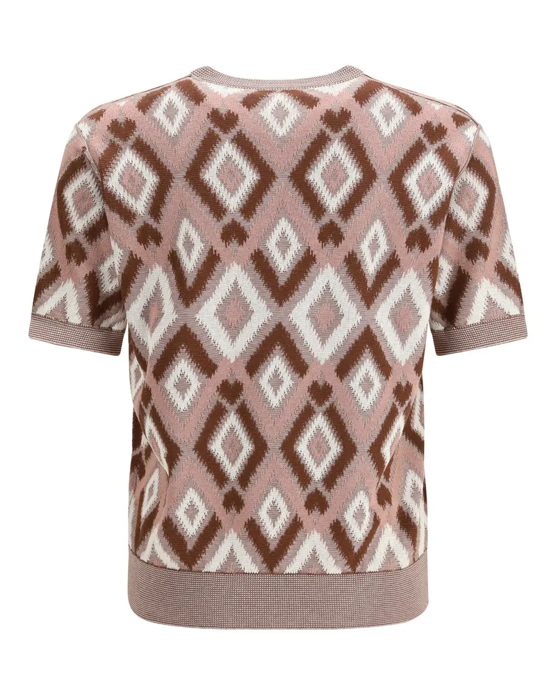 Piacenza Cashmere Men's Short-Sleeve Crewneck Sweater Rosa Antico Cotton; Silk Pink