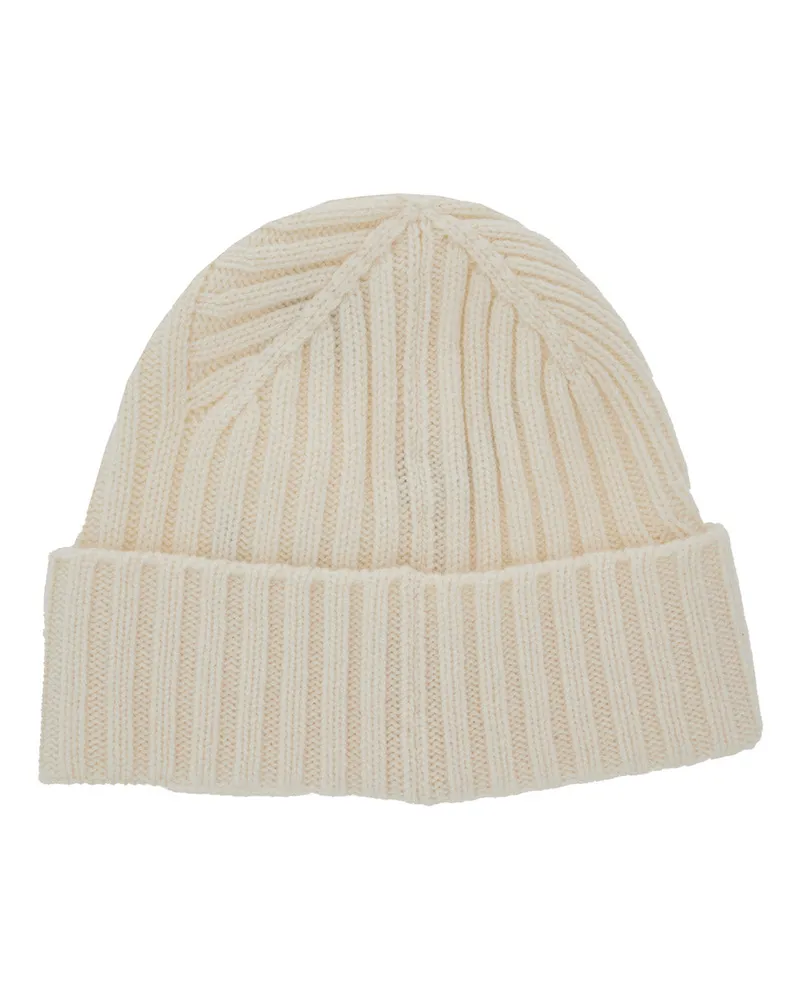Jacquemus Men's White Beanie With Turn-Up Brim Wool Hat White