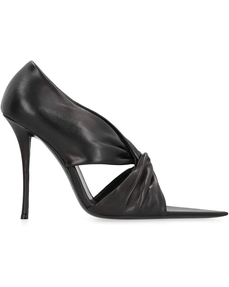 Saint Laurent Women's Giannutri Leather Pumps Black Lamb High Heel Shoes Black