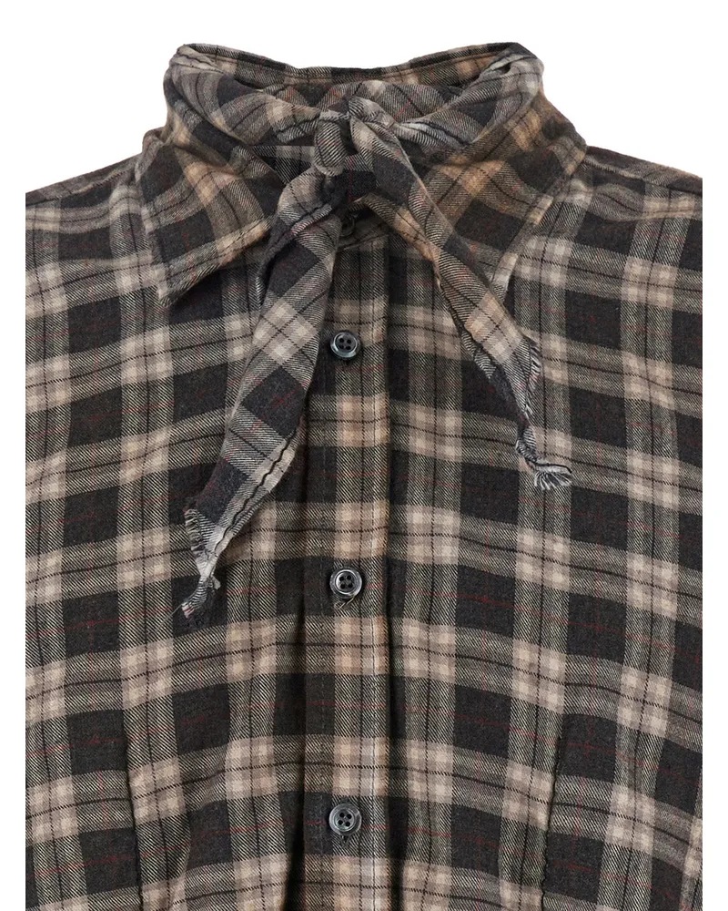 Dsquared2 Men's Brown Shirt With Tie Detail Cotton Brown