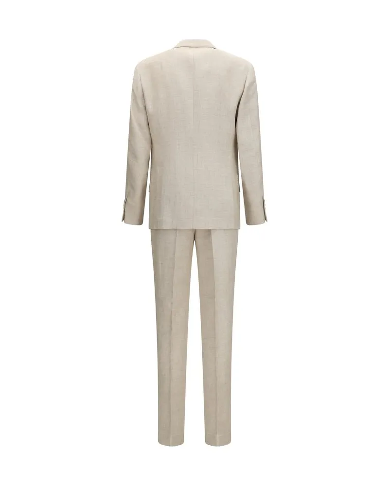 Brunello Cucinelli Men's Beige Silk Two-Piece Suit Beige
