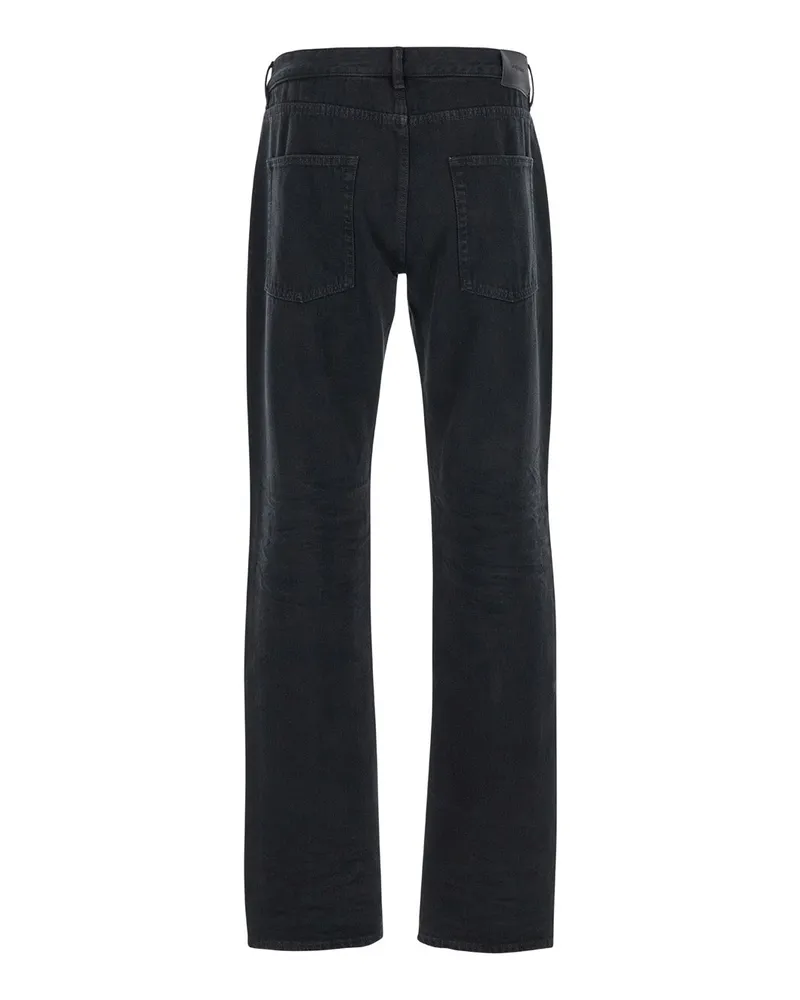 Saint Laurent Men's Slim Jeans With Logo Patch Black Cotton Black