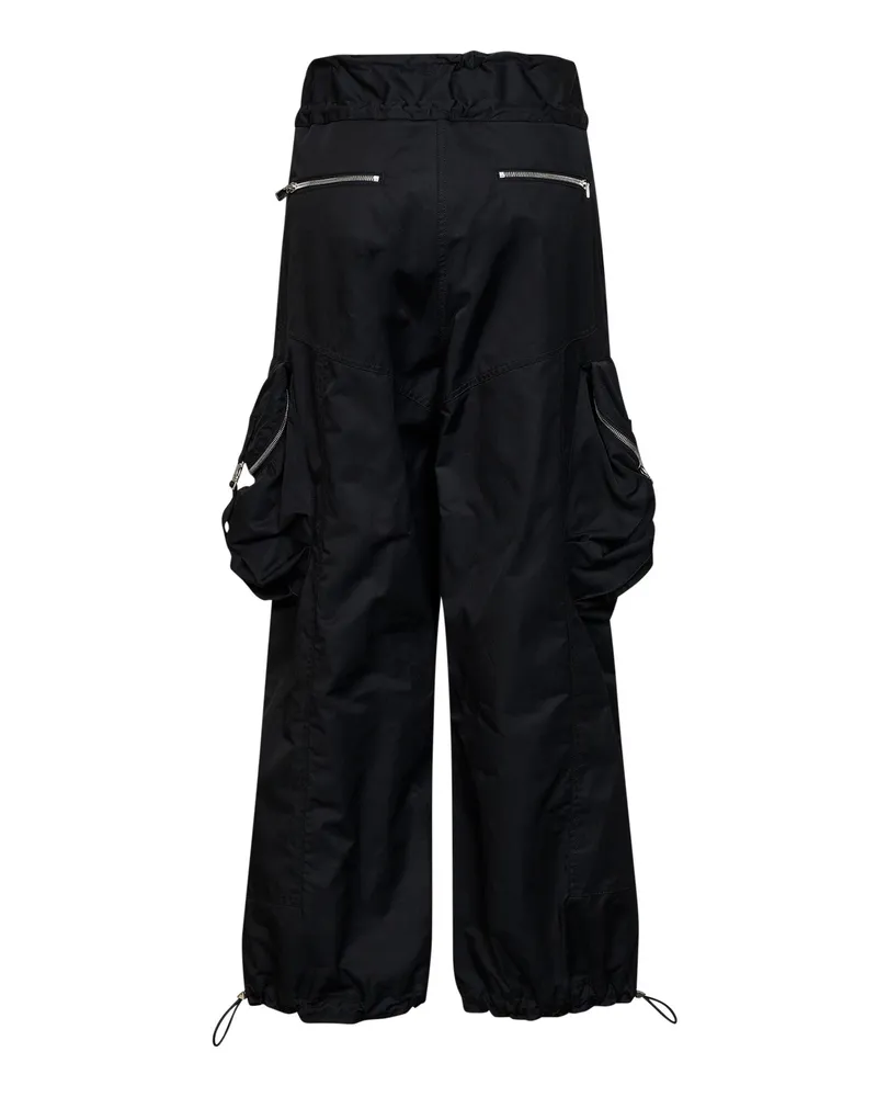 ATTICO Women's Cargo Trousers Black Gabardine Cotton Black