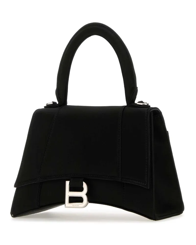 Balenciaga Women's Black Satin Small Hourglass Handbag Borse A Mano Bag Black