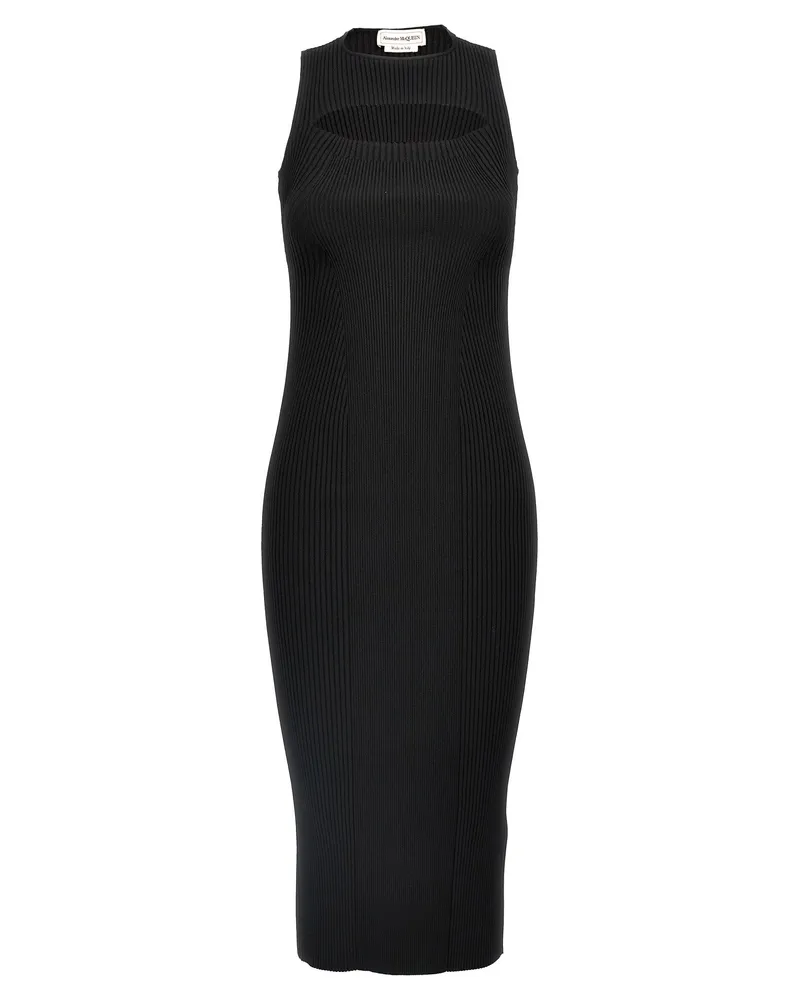 Alexander McQueen Ribbed Knit Dress — Black Black