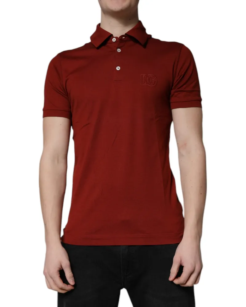 Dolce & Gabbana Men's Dg Logo Embroidered Polo Cotton Red