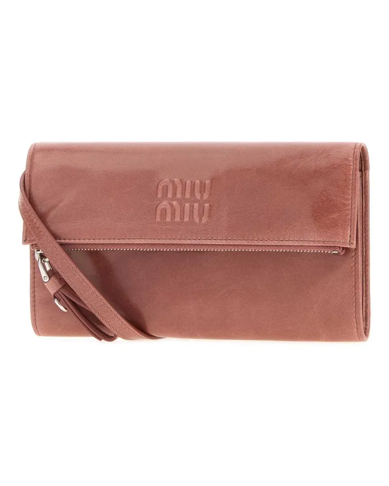 Miu Miu Women's Antiqued Pink Leather Pouch Antico Extra-Accessori Accessory Pink