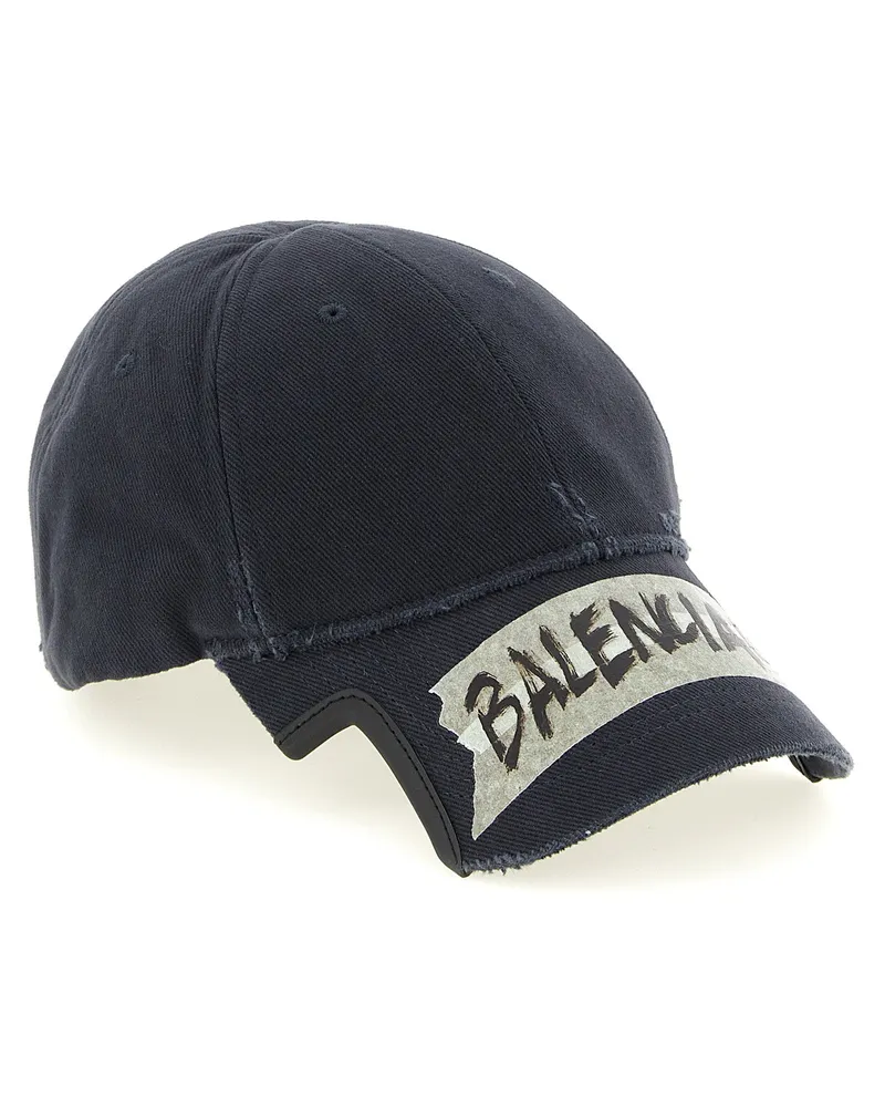 Balenciaga Masking Tape Print Baseball Cap — Black Black